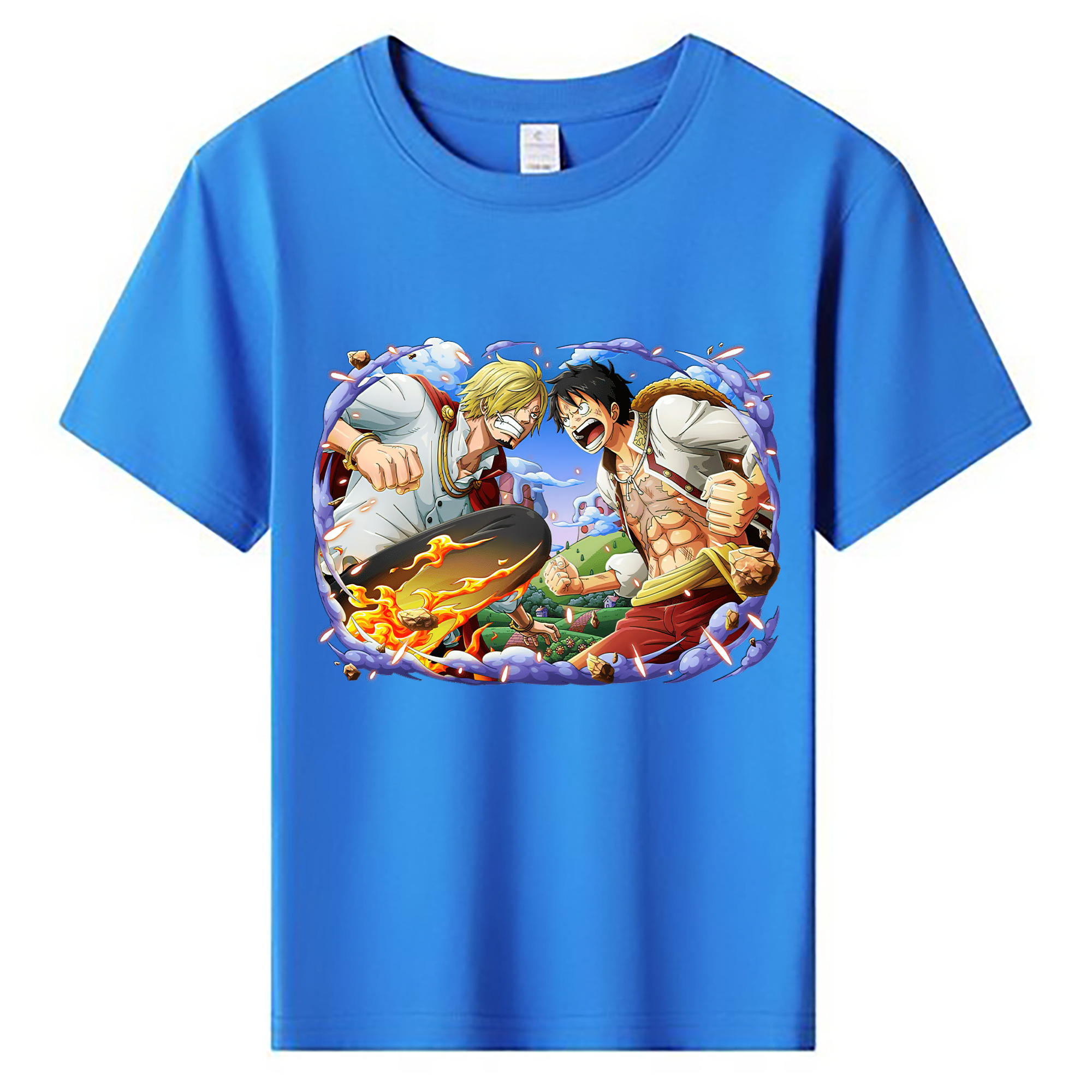 ワンピース モンキー・D・ルフィ ONE PIECE Monkey D. Luffy 綿100％キッズTシャツ（フロントプリント）